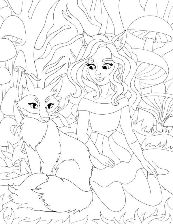 GIRLS AND THEIR SOUL ANIMALS COLORING PAGES! PRINTABLES...Digital Download... - Image 2