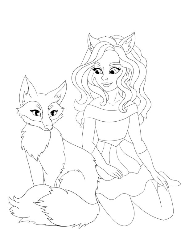 GIRLS AND THEIR SOUL ANIMALS COLORING PAGES! KIDS VERSION.. PRINTABLES...Digital Download... - Image 3