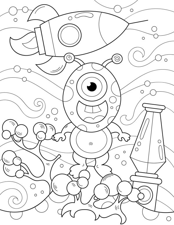 ALIEN Coloring Book for KIDS! PRINTABLES...Digital Download... - Image 6