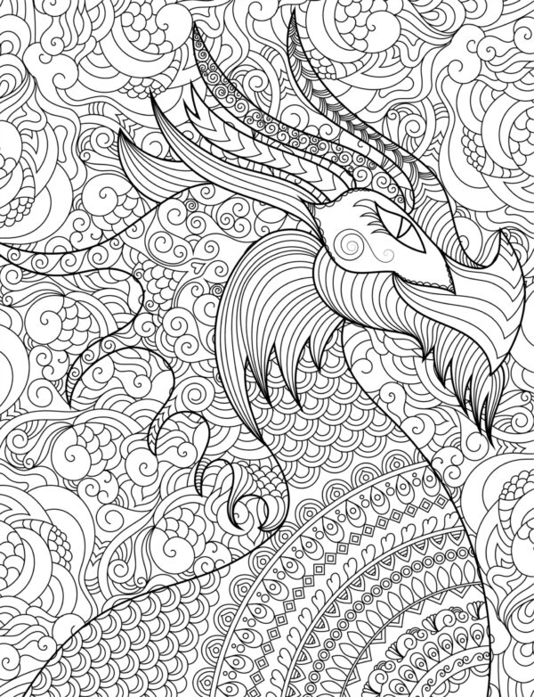 Dragon's Universe - Detailed Adult Coloring Pages...PRINTABLE - Image 7