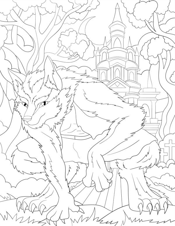 HOWLING AT THE MOON COLORING PAGES! Printables! Color Your Way Through the Full Moon: A Werewolf Coloring Experience - Image 3