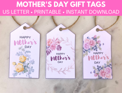 Mother's Day Floral Gift Tags, Printable Gift Tags