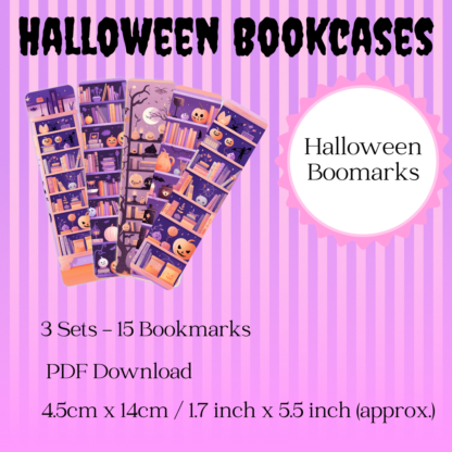 Set of 15 "Halloween Bookcases" Printable Bookmarks home printable PDF instant download - Image 2