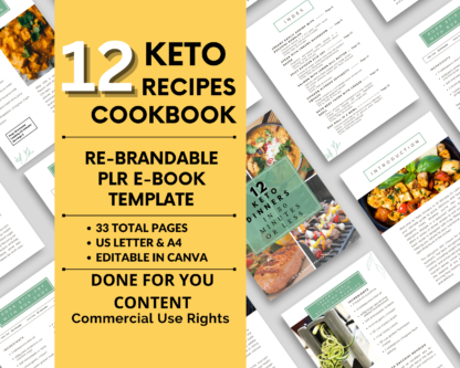 Keto Recipe eBook Canva Template | PLR Editable Guide | Resell Rights | Commercial Use | Life Coaching Resource | Done For You Lead Magnet