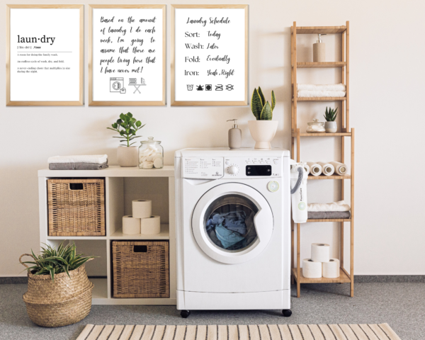 Laundry Room Funny Digital Prints, Wall Art Printables, Set of 3, Never Ending Chore, Funny Sayings, Funny Definition - Image 2