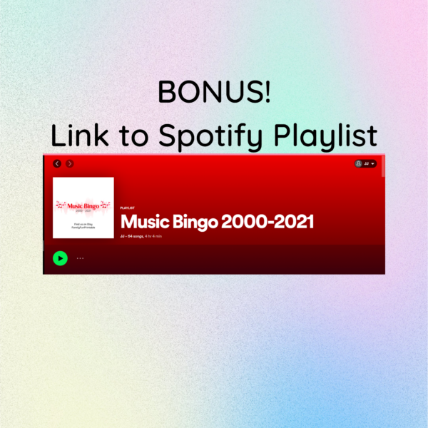 Music Bingo with songs from 2000-2021, Singo Bingo Cards, Bingo Game - Image 4