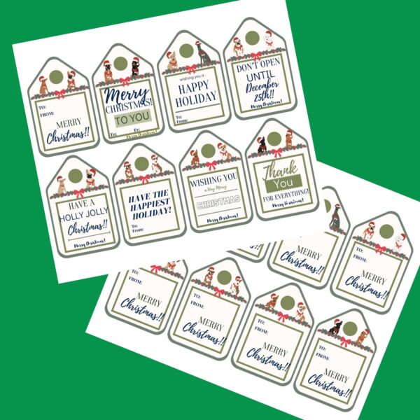 Printable Christmas Gift Tags | Gift Tags | Christmas Tags | Dog Theme Christmas Gift Tags | DIY Christmas Tags - Image 2