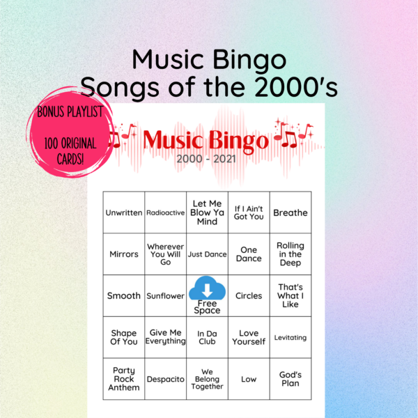 Music Bingo with songs from 2000-2021, Singo Bingo Cards, Bingo Game - Image 6