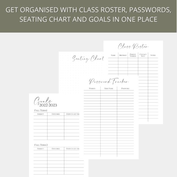 Minimalist PRINTABLE Teacher Planner| US and UK| 4 Sizes Available - Image 2