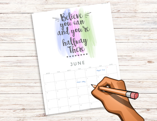 Watercolor Motivational Printable 2023 Calendar - Image 4