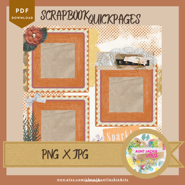 DIGITAL SCRAPBOOK Page - Winter Digital Scrapbook Layout - Pre-Made Shabby Vintage Quick Page Layout, Digital Page Layout, jpg png 12 x 12 - Image 6