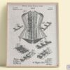 Set of 6 Fashion and Clothing Patent Prints. Grey Linen Cloth Background Version - Set of 6 Beautiful 1800s and 1900s Vintage Wall Art - Image 2