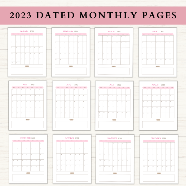 2023 Monthly Planner Bundle | Monthly Planner Printable | Daily Planner | Weekly Planner | US Letter | A4 | A5 | Printable Planner | Digital Planner - Image 2