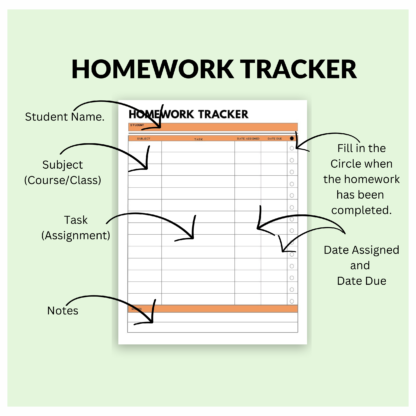 Homework Tracker Printable for Busy Students to Simplify Your Study Routine - Image 2