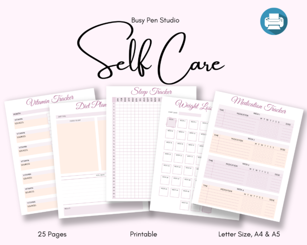 Self Care Planner (Health and Wellbeing) - Gratitude Journal, Fitness Tracker, Habit Tracker and more