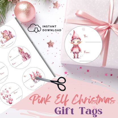 Pink Elf Christmas Printable Gift Tags - Image 2