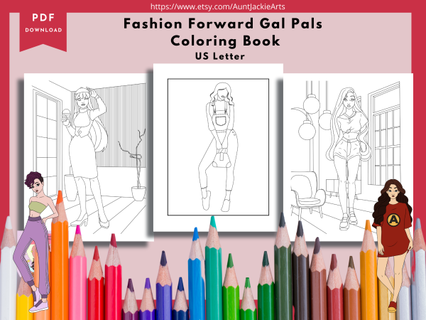 PRINTABLE COLORING Pages | Fashion Forward Gal Pals Coloring Book, 35 Pages, US Letter Coloring Book, 35 Pages Letter - Image 2