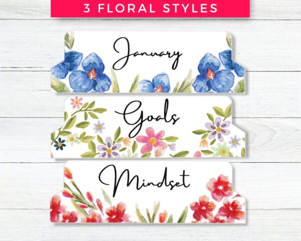 Floral Planner, Folder & Journal Tabs Printable - Image 2