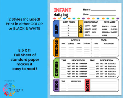 Infant Daily Log Printable Report Tracker - Image 2