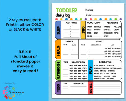 Toddler Daily Log Printable Report Tracker - Image 4