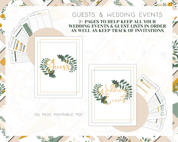 Gold and Sage Green Wedding Planner Printable, Wedding Binder Printable, Wedding Planner Organizer, Wedding Planning Book, Printable Wedding planner Kit - Image 5