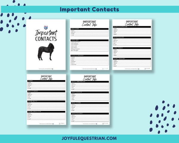 Horse Record Keeping Journal | 70 PDF pages| Horse Owner Journal | Horse Health Records | Black Horse Clipart - Image 6