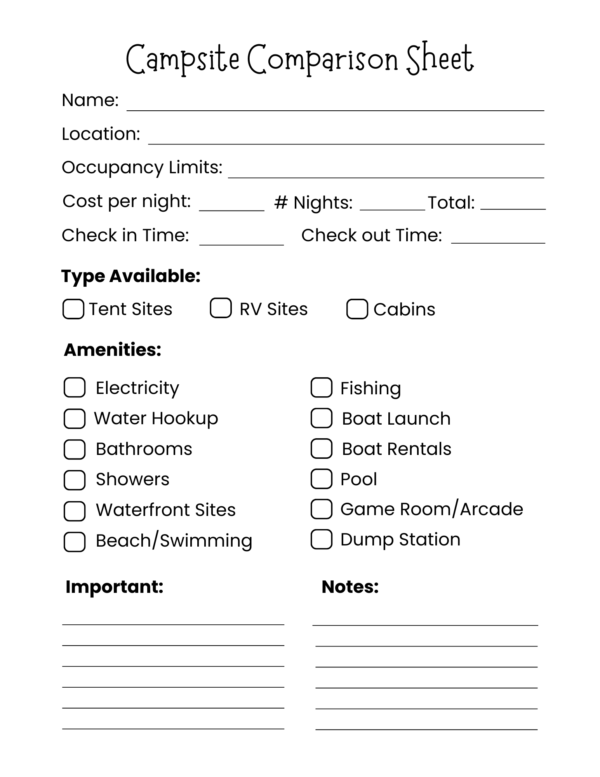 Camping Planner, Campsite Comparison, Meals, Packing List - Image 6