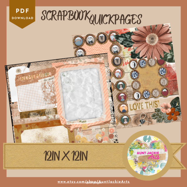 DIGITAL SCRAPBOOK Page - Winter Digital Scrapbook Layout - Pre-Made Shabby Vintage Quick Page Layout, Pack 3 - jpg png 12 x 12 - Image 4