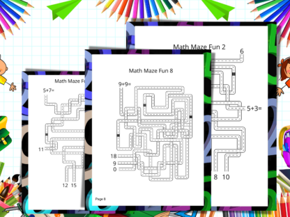 Basic Math 1 and 2 Simple Addition Digital Download Mini Pack, Home School Worksheets, 1st and 2nd Grade Math Review, Elementary Education - Image 3