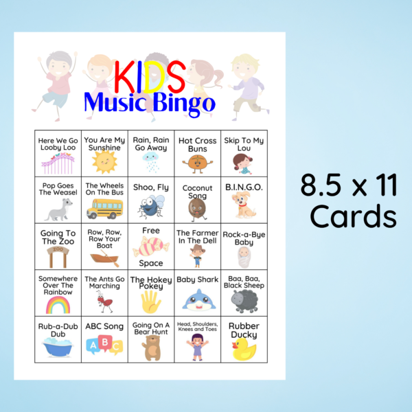 Music Bingo for Kids ages 2 - 6, Singo Bingo Game for kids - Image 4