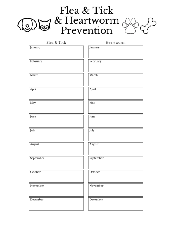 Pet Info Worksheets for Pet Sitter Vet Appt Vaccine Record Flea Tick Prevention PRINTABLE - Image 5