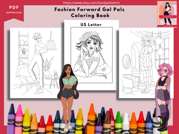 PRINTABLE COLORING Pages | Fashion Forward Gal Pals Coloring Book, 35 Pages, US Letter Coloring Book, 35 Pages Letter - Image 3