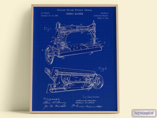 Sewing Machine 1885 Patent Print - Set of 6 Beautiful 1800s Vintage Wall Art. Gift For Her, Fashion, Clothing or History Lovers - Image 4