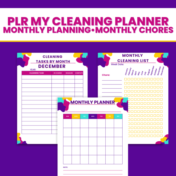 PLR My Cleaning Planner- monthly planning and chores