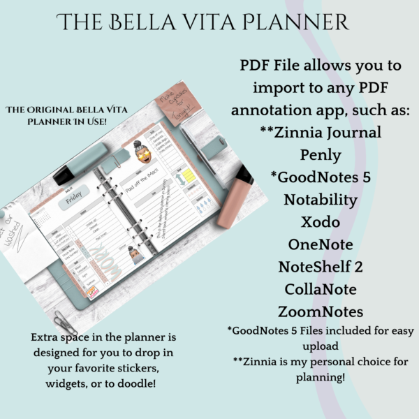 Bella Vita Digital Planner Very Peri Purple- Available in Sunday/Monday Start, Dated/Undated Options, INSTANT DOWNLOAD for use in GoodNotes 5, Zinnia, ZoomNotes - Image 6