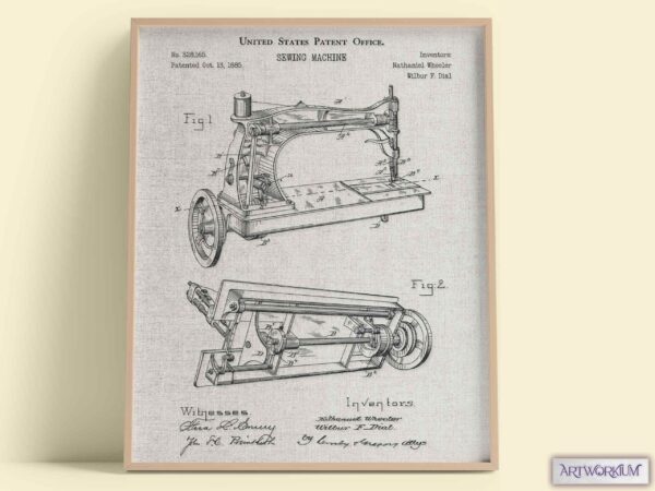 Set of 6 Fashion and Clothing Patent Prints. Grey Linen Cloth Background Version - Set of 6 Beautiful 1800s and 1900s Vintage Wall Art - Image 4