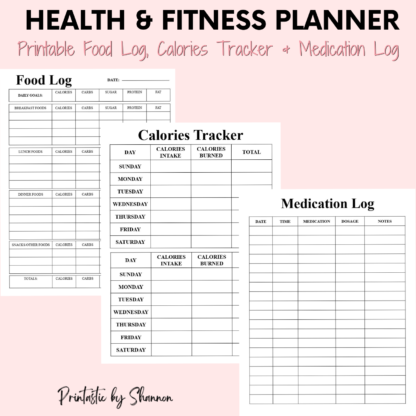 Health and Fitness Planner, Printable, Anxiety & Mood Trackers, Sleep & Steps, Measurements - Image 5