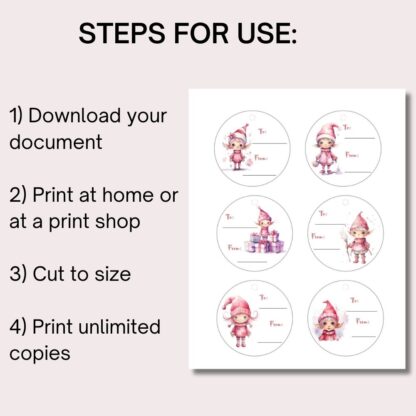 Pink Elf Christmas Printable Gift Tags - Image 4
