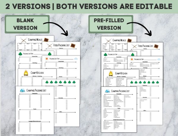 Camping Planner Checklist, Camping Packing List, Editable, Camp Packing List, Camping Checklists, Camping Meal Planner - Image 4