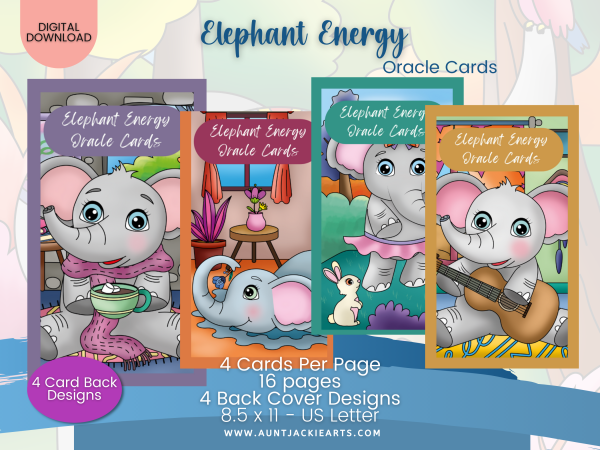 PRINTABLE CARD Deck - Elephant Energy Oracle Cards - Oracle/Tarot Sized Cards 2.75 x 4.75 - US Letter - Digital Download - 46 Cards - Image 8