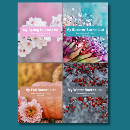 Four Seasons Bucket List Bundle, 4 PLR Workbooks— Spring, Summer, Fall, Winter