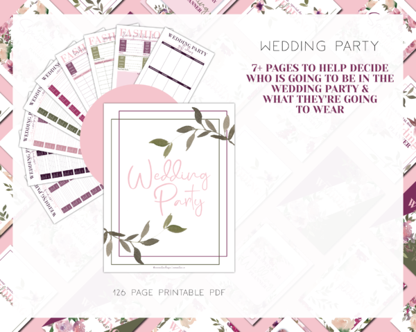 Magenta and Green Wedding Planner Printable, Wedding Binder Printable, Wedding Planner Organizer, Wedding Planning Book, Printable Wedding planner Kit - Image 8