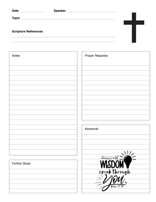 7 Sermon Journal Printable Pages. DIGITAL DOWNLOAD! - Image 6
