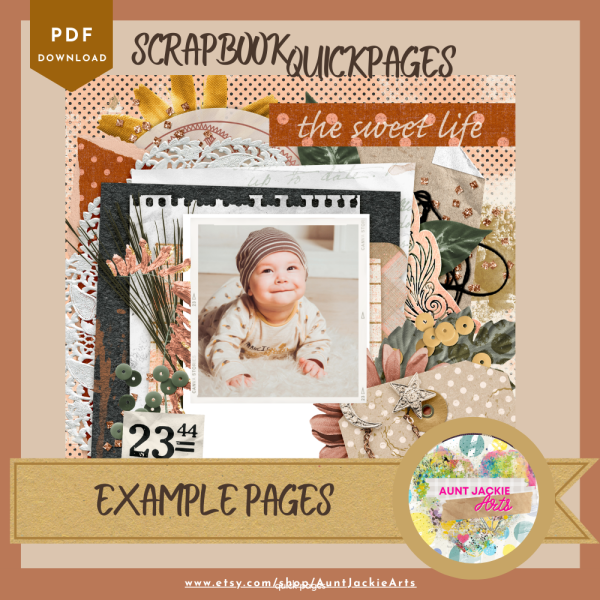 DIGITAL SCRAPBOOK Page - Winter Digital Scrapbook Layout - Pre-Made Shabby Vintage Quick Page Layout, Pack 2 - jpg png 12 x 12 - Image 3