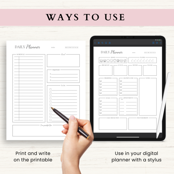 Daily Planner Bundle | Daily Schedule | Daily Agenda | Daily To Do | Daily Organizer | Letter | A4 | A5 | PDF | Printable Planner | Digital Planner - Image 5