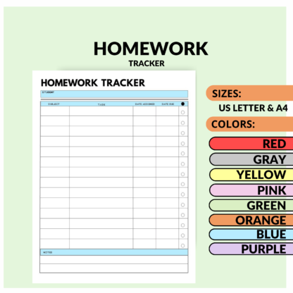 Homework Tracker Printable for Busy Students to Simplify Your Study Routine - Image 5