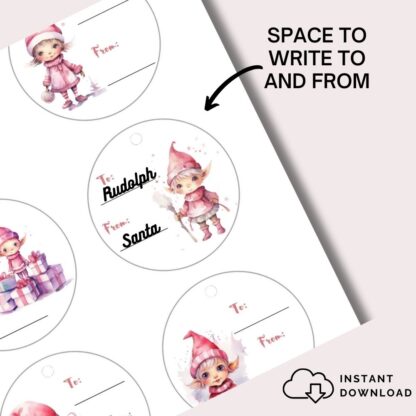 Pink Elf Christmas Printable Gift Tags - Image 5