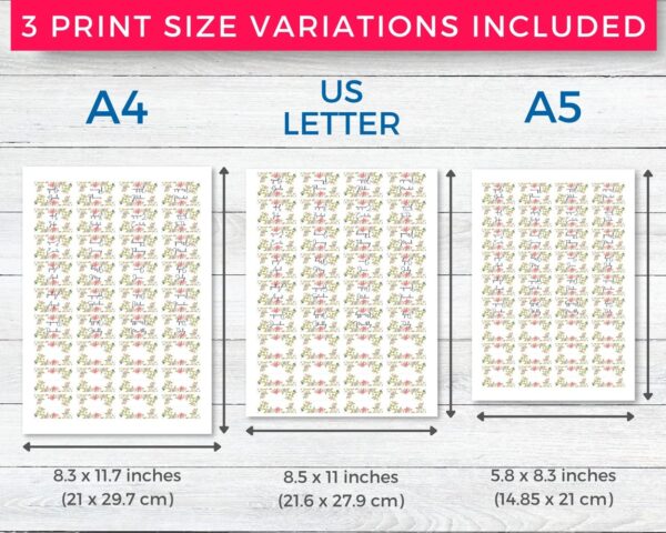 Floral Planner, Folder & Journal Tabs Printable - Image 5