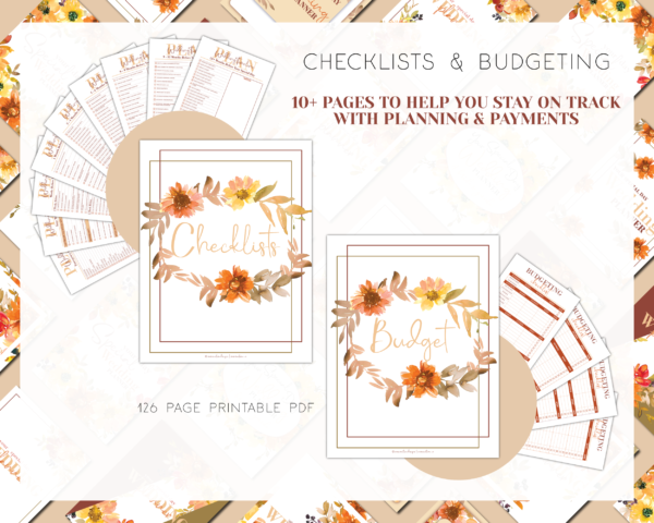 Autumn Red and Fall Green Wedding Planner Printable, Wedding Binder Printable, Wedding Planner Organizer, Wedding Planning Book, Printable Wedding planner Kit - Image 5