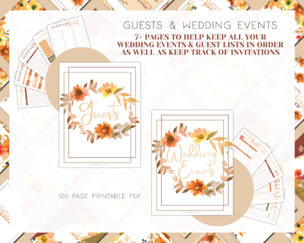 Autumn Red and Fall Green Wedding Planner Printable, Wedding Binder Printable, Wedding Planner Organizer, Wedding Planning Book, Printable Wedding planner Kit - Image 6